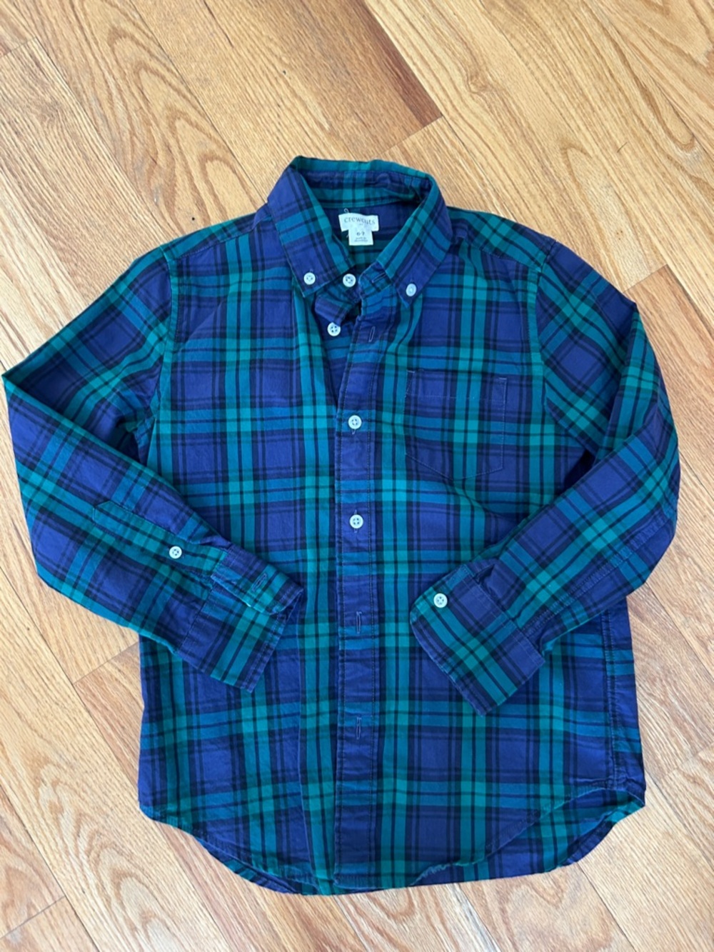 Crewcuts Green & Navy Plaid Button-Up Shirt